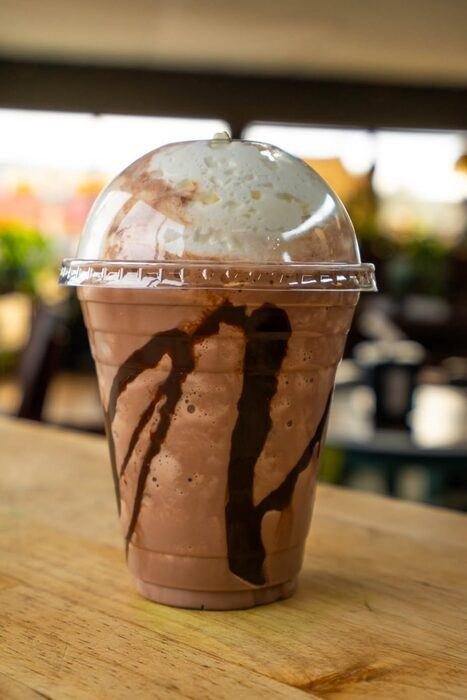 Chocolate frappe with whipped cream